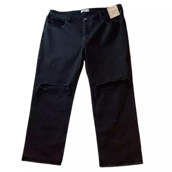 New Abercrombie & Fitch Womens The 90s Straight Black High Rise Jeans Size 34/18 - Picture 1 of 8